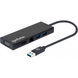 ADAPT USB-A (M) TO HDMI (F), VGA (F) RJ45 ... MANHATTAN