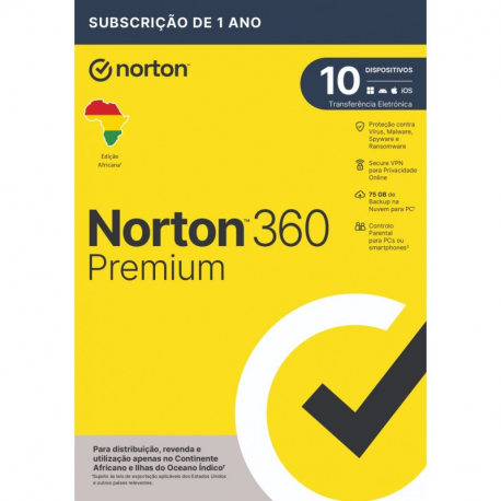 NORTON 360 PREMIUM 75GB AF 1 USER 10 DEVICE 12MO WRT DRMKEY FTP